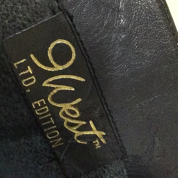 9 WEST BLK LEATHER LOW HEEL BOOTS 9M - Picture 9 of 12